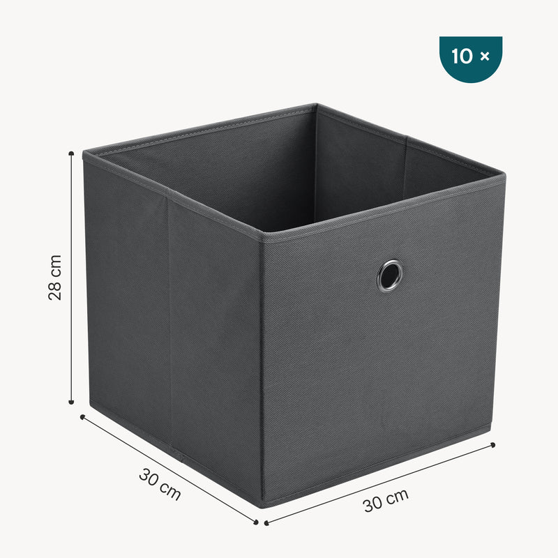 Maßskizze Skládací krabice sada 10 ks 30x30x28 cm netkaná textilie různé barvy en.casa