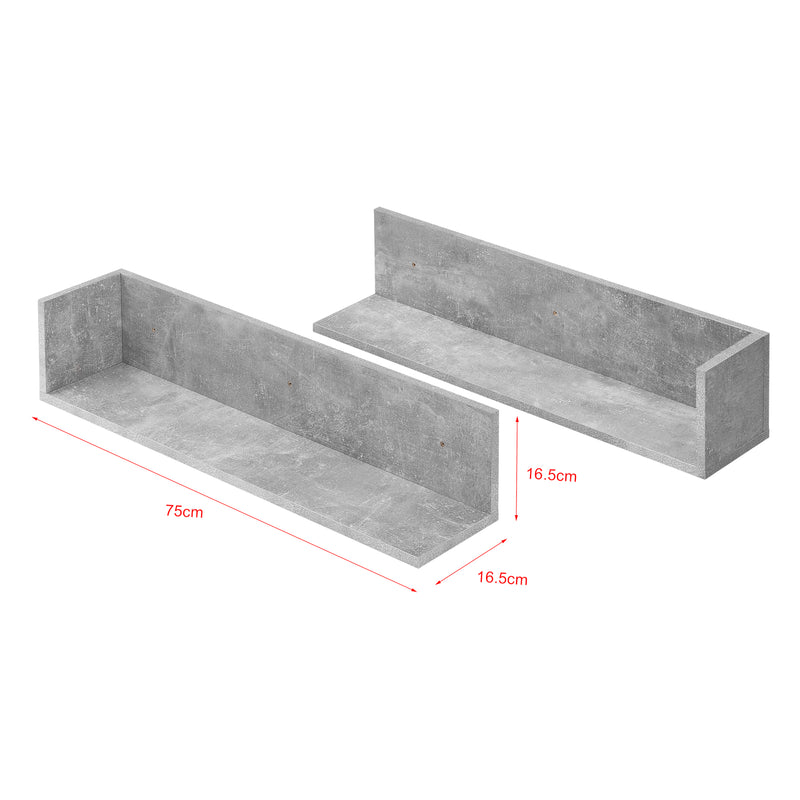 Měřítkový nákres Nástěnná police Elverum 75 x 16,5 x 16,5 cm sada 2 ks různé barvy en.casa