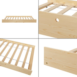 Postel dům Sodankylä 90x200cm s vysouvacím lůžkem borovicové dřevo přírodní [en.casa]