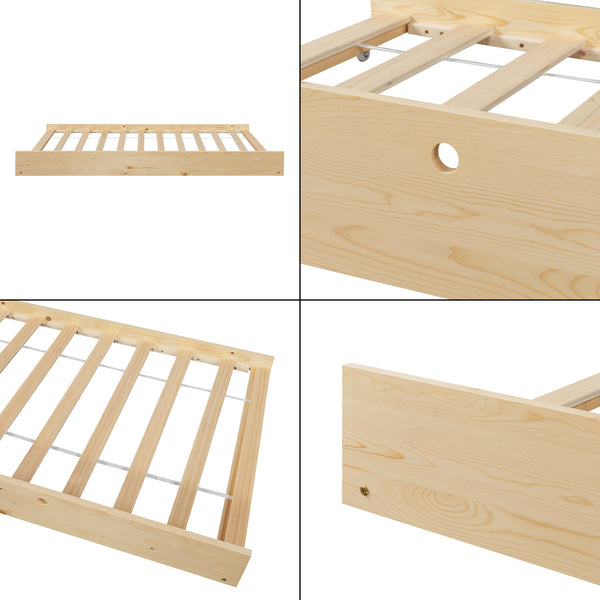 Postel dům Sodankylä 90x200cm s vysouvacím lůžkem borovicové dřevo přírodní [en.casa]
