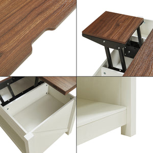 Konferenční stolek Kasama s výklopnou deskou a úložným prostorem 110x55x54 cm ořechový dekor/bílá [en.casa]