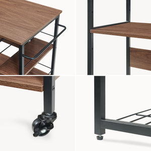Vysouvací kuchyňský regál Kirhuskyna 130x40x85 cm ořechový dekor/černá [en.casa]