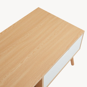 Konferenční stolek Bordkak s šuplíkem 100x48x45 cm dubový dekor/bílý [en.casa]