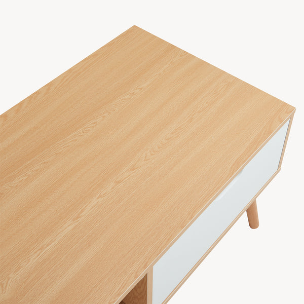 Konferenční stolek Bordkak s šuplíkem 100x48x45 cm dubový dekor/bílý [en.casa]