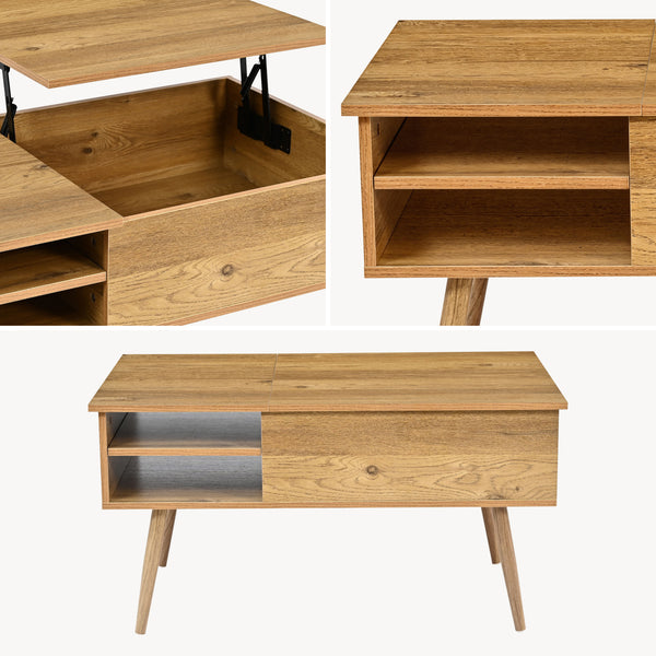 Konferenční stolek Vasdabod s výsuvnou deskou 96x59x50 cm dubový dekor [en.casa]