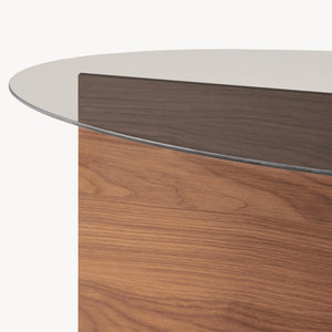 Konferenční stolek Viroya s skleněnou deskou 100x60x36 cm ořechový vzhled/šedý [en.casa]