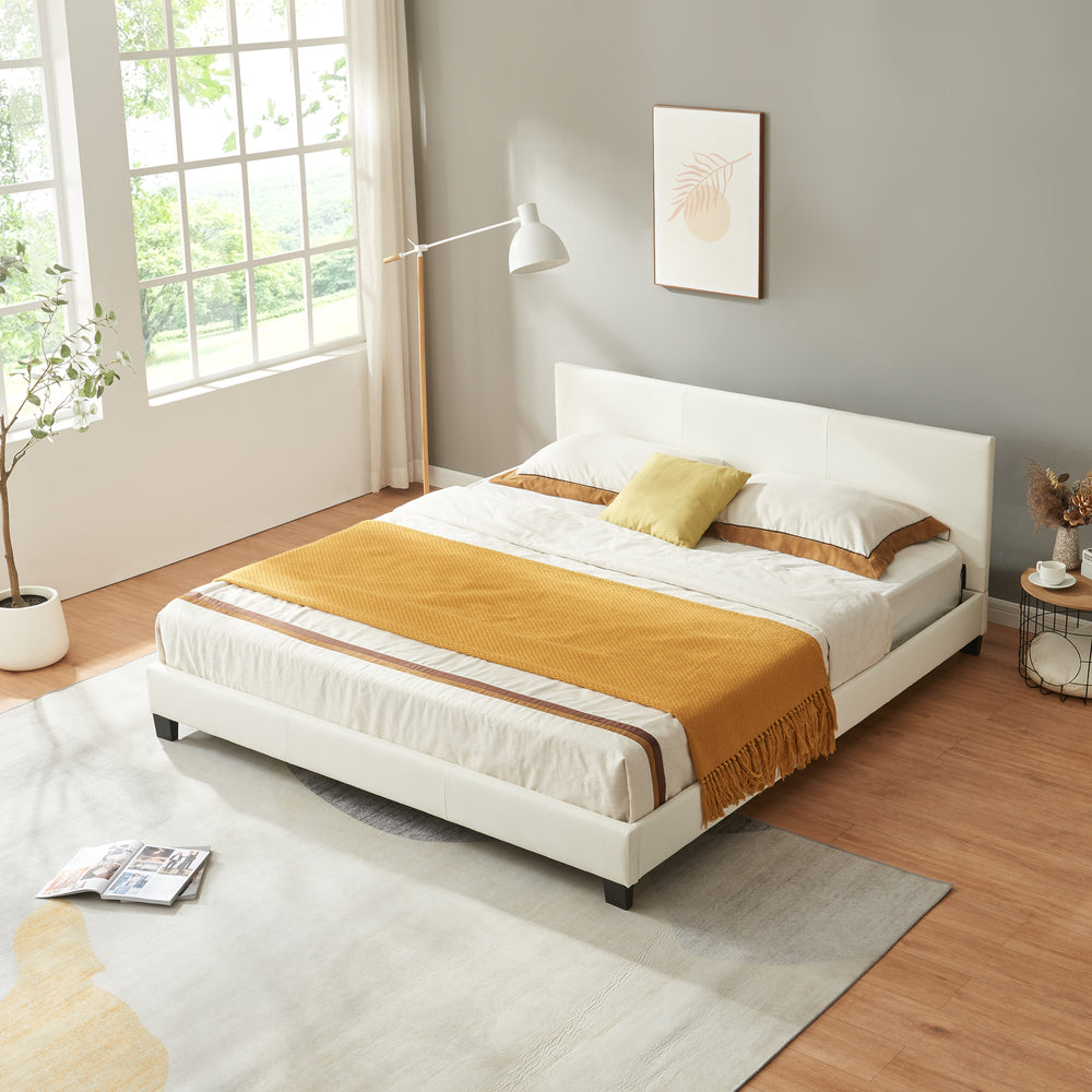 Kunstlederbett Albacete 160x200cm Weiß Corium - premiumXL
