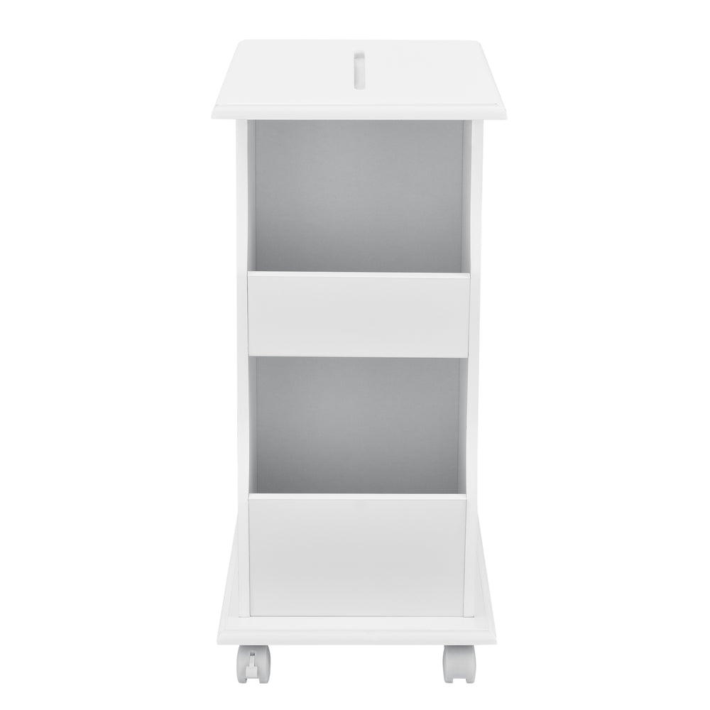Beistelltisch Kungälv 53x30x63 cm Rollen und Staufächer Weiß en.casa - premiumXL