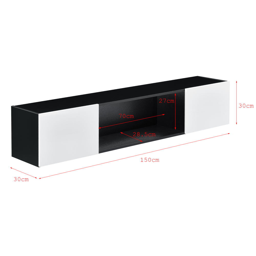 Hängeboard Thabong 150x30x30 cm mit LED Beleuchtung Schwarz/Weiß en.casa - premiumXL