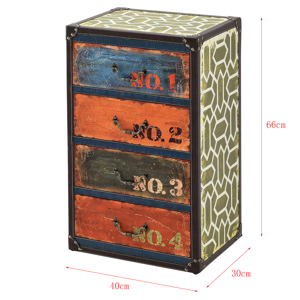 Komoda Geeste 66x40x30 cm s 4 zásuvkami Umělá kůže Vícebarevná en.casa