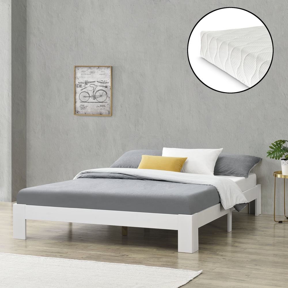 Holzbett Raisio mit Kaltschaummatratze versch. Farben und Größen en.casa - premiumXL