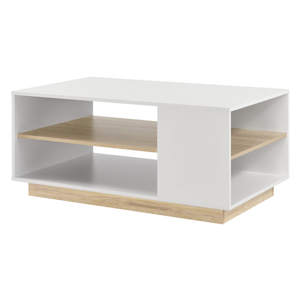 Konferenční stolek Trelleborg 100x60x46 cm s 2 policemi Bílá/Dub en.casa