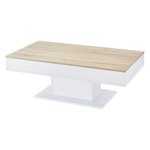 Konferenční stolek Lünen 40x110x60cm s 2 úložnými přihrádkami dubový dekor bílý en.casa