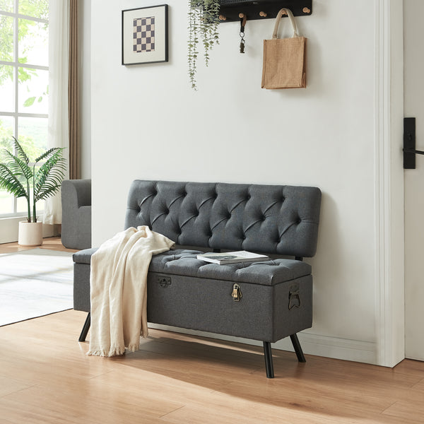 Sedací truhla Malmöhus 110x48x75cm Tmavě šedá [en.casa]
