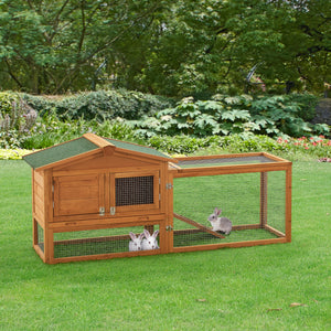 Klec pro králíky Oberursel 68x156x52cm ze smrkového dřeva [en.casa]