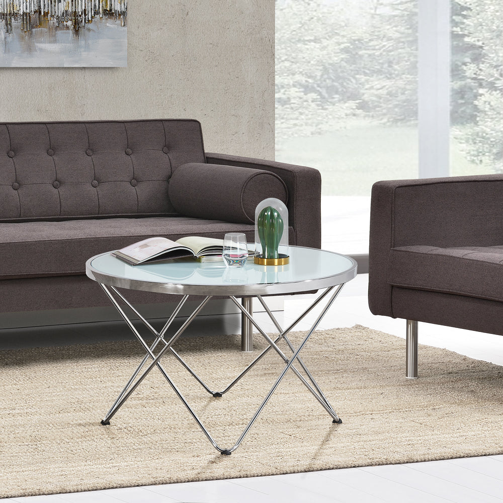 Couchtisch Nikkeby Metallgestell Silber/Milchglasoptik [en.casa] - premiumXL