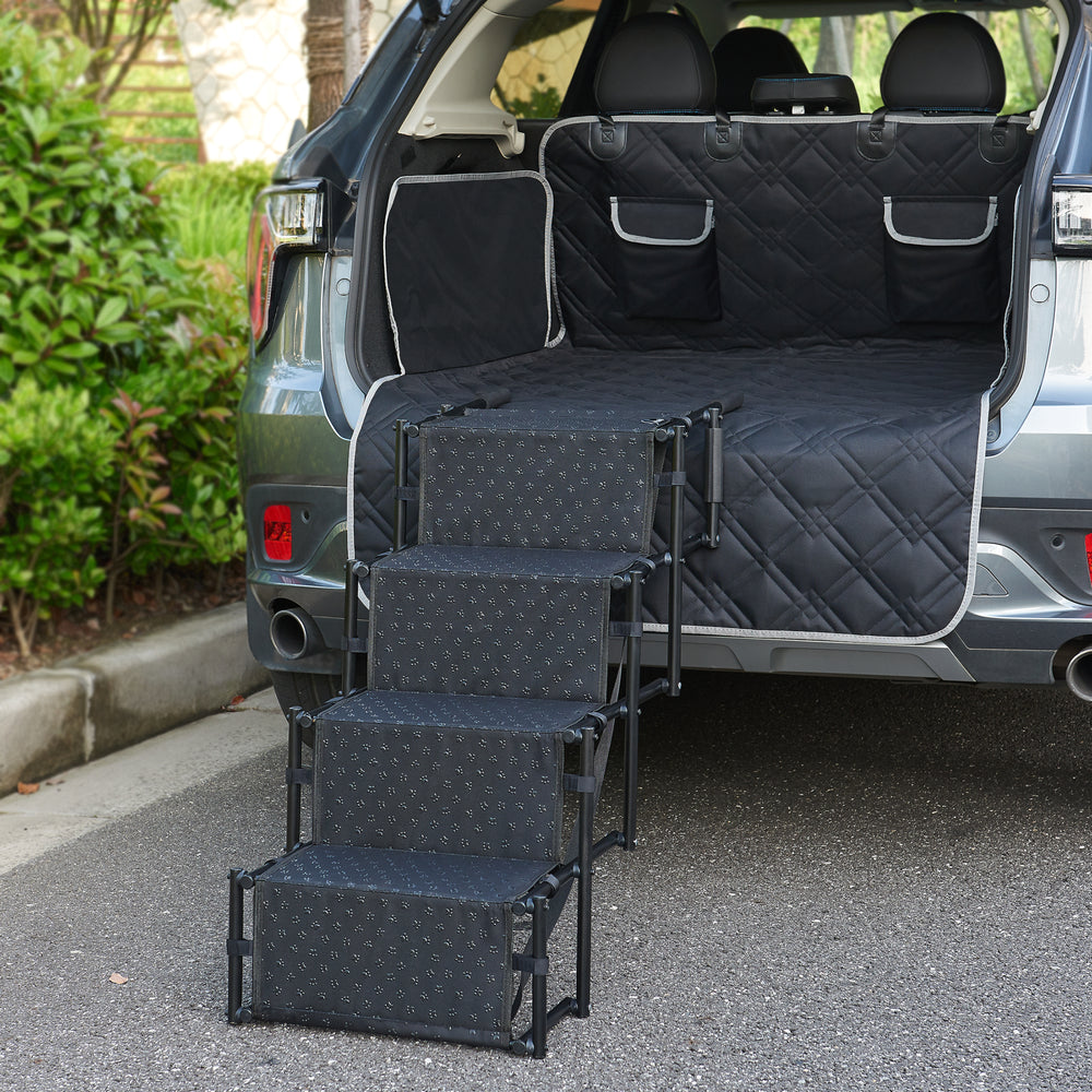 Hundetreppe Colchester 4 - stufig bis 55 kg Metall/Polyester [en.casa] - premiumXL