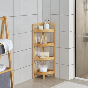 Bambus koupelnový regál Lestijärvi rohový regál se 4 policemi 80x23x23cm [en.casa]