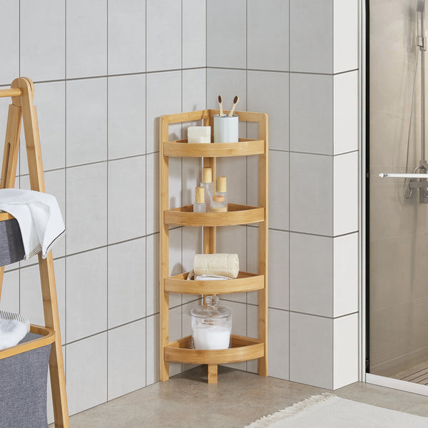 Bambus koupelnový regál Lestijärvi rohový regál se 4 policemi 80x23x23cm [en.casa]