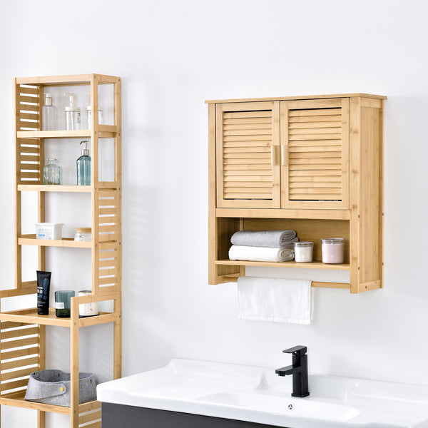 Koupelnová skříňka Tyresö Závěsná skříňka Bambus 66 x 62 x 20 cm [en.casa]