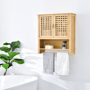 Koupelnová skříňka Borlänge závěsná skříňka bambus 66 x 62 x 20 cm [en.casa]