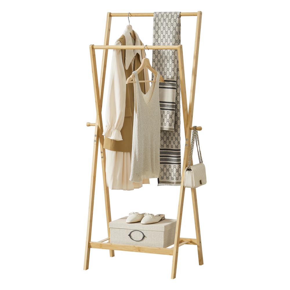 Garderobenständer Keitele 150 x 60 x 42 cm Bambus Natur [en.casa] - premiumXL