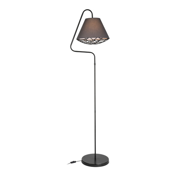 Stojací lampa Gateshead E27 kov textil černá / šedá [lux.pro]
