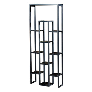 Rostlinný regál Blaavandshuk 150 x 60 x 19 cm Černá / Mramorový vzhled [en.casa]