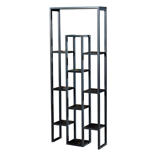 Rostlinný regál Blaavandshuk 150 x 60 x 19 cm Černá / Mramorový vzhled [en.casa]