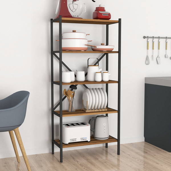 Kuchyňský regál Tomelilla 160x66x34 cm ořech/antracit [en.casa]