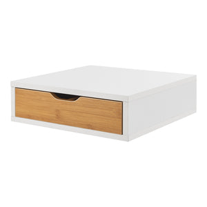 Box na šuplíky Vieremä 9x30x31cm Bílá/Bambusový vzhled [en.casa]