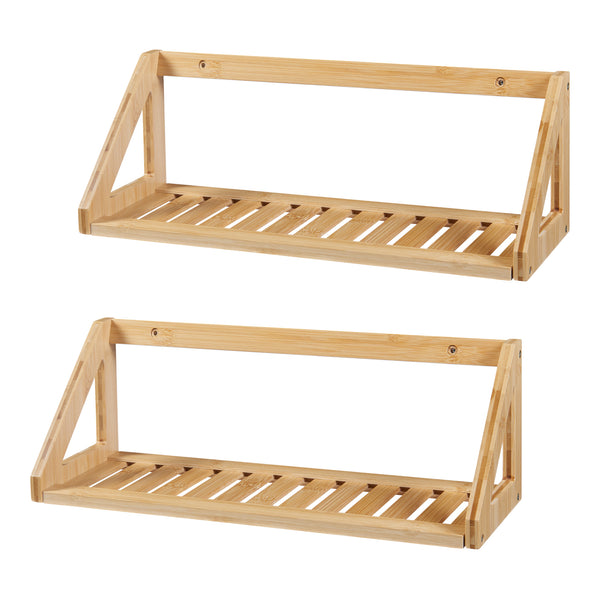 Nástěnná police Gjerdrum sada 2 ks 43x15x15cm bambus [en.casa]