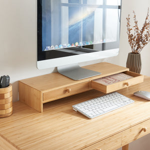 Stojan na monitor Hallstahammar 56x18x9,5 cm bambus [en.casa]