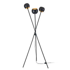Stojací lampa Nykvarn 3-plamenná Černá / Zlatá barva [lux.pro]