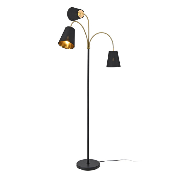 Stojací lampa Wycombe 3-plamenná Černá / Zlatá barva [lux.pro]