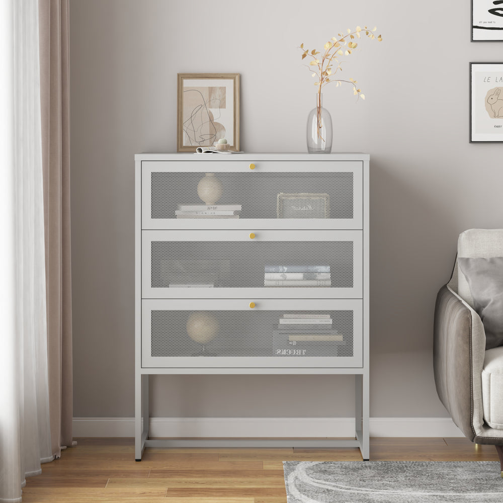 Büroschrank Sund mit 3 Schubladen 105x80x40 cm Grau [en.casa] - premiumXL