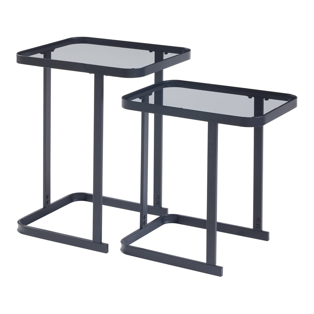 Satztisch Laxå 2er Set Glas und Metall Schwarz [en.casa] - premiumXL