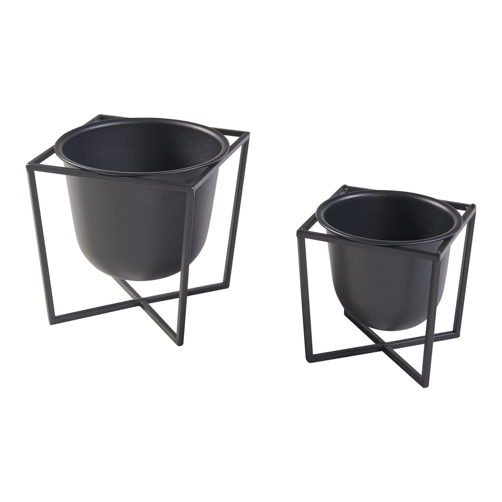 Pflanzenständer Nordmaling 2er Set Metall Schwarz [en.casa] - premiumXL