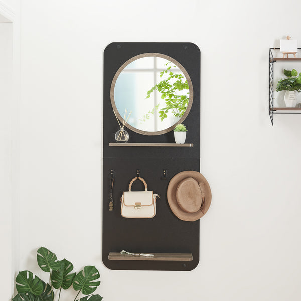 Garderobní panel Helsinge se zrcadlem 140x60x16 cm [en.casa]