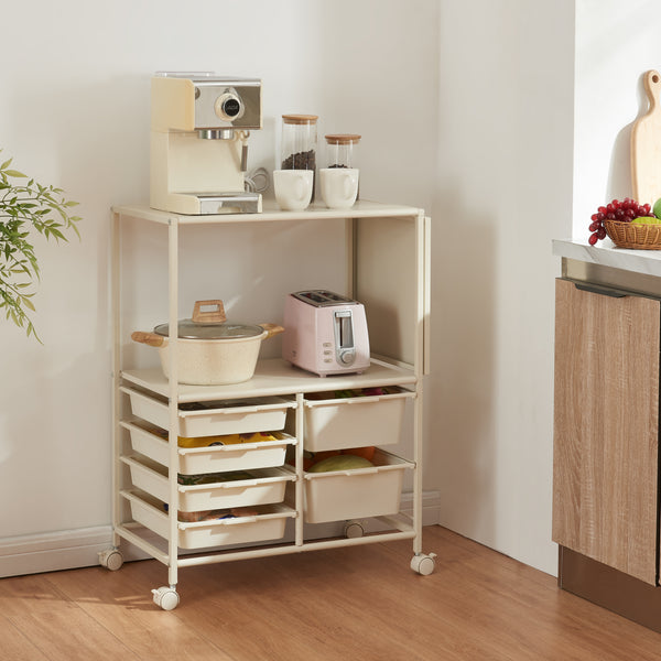 Pojízdný vozík Sørfold s boxy 100x37x85cm bílý [en.casa]