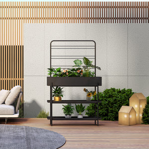 Venkovní stojan na rostliny Aalsmeer kov 154x96x24 cm černý [casa.pro]