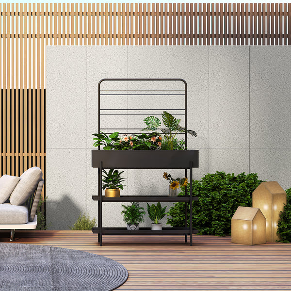 Venkovní stojan na rostliny Aalsmeer kov 154x96x24 cm černý [casa.pro]