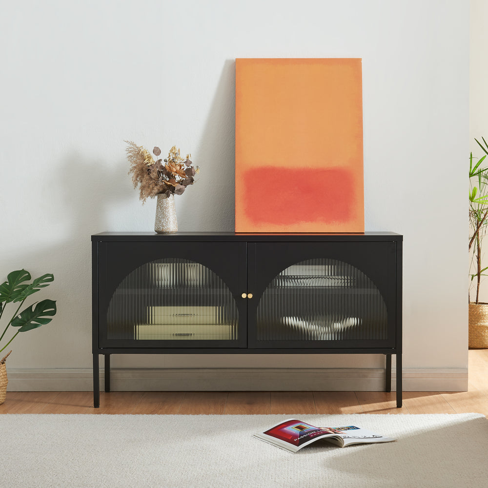 Fernsehschrank Karlskrona 115x35x64 cm Schwarz, matt [en.casa] - premiumXL