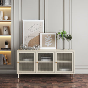 TV skříň Lindau ocel 120x40x59 cm krémově bílá [en.casa]