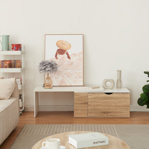 Odkládací stolek Österåker 100x47,5x40 cm dřevěný vzhled/bílý [en.casa]