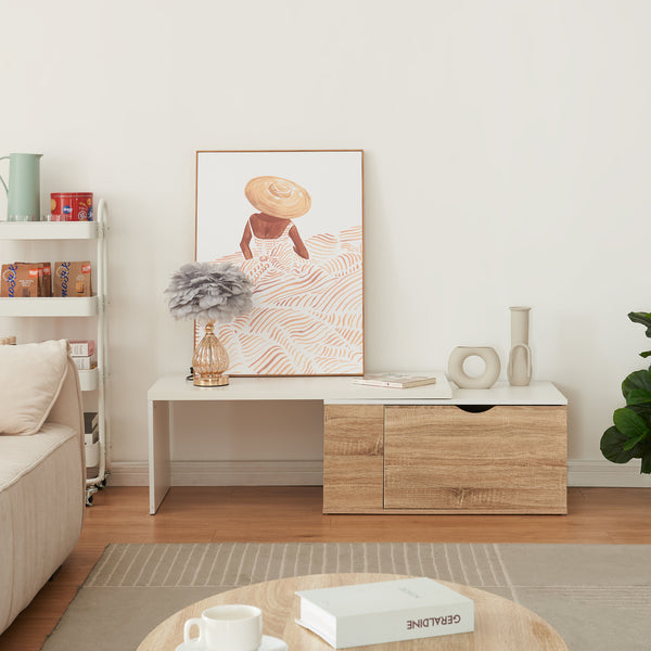 Odkládací stolek Österåker 100x47,5x40 cm dřevěný vzhled/bílý [en.casa]