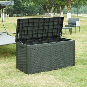 Úložný box Atella 122x54,5x65cm černý, vzhled ratanu [casa.pro]