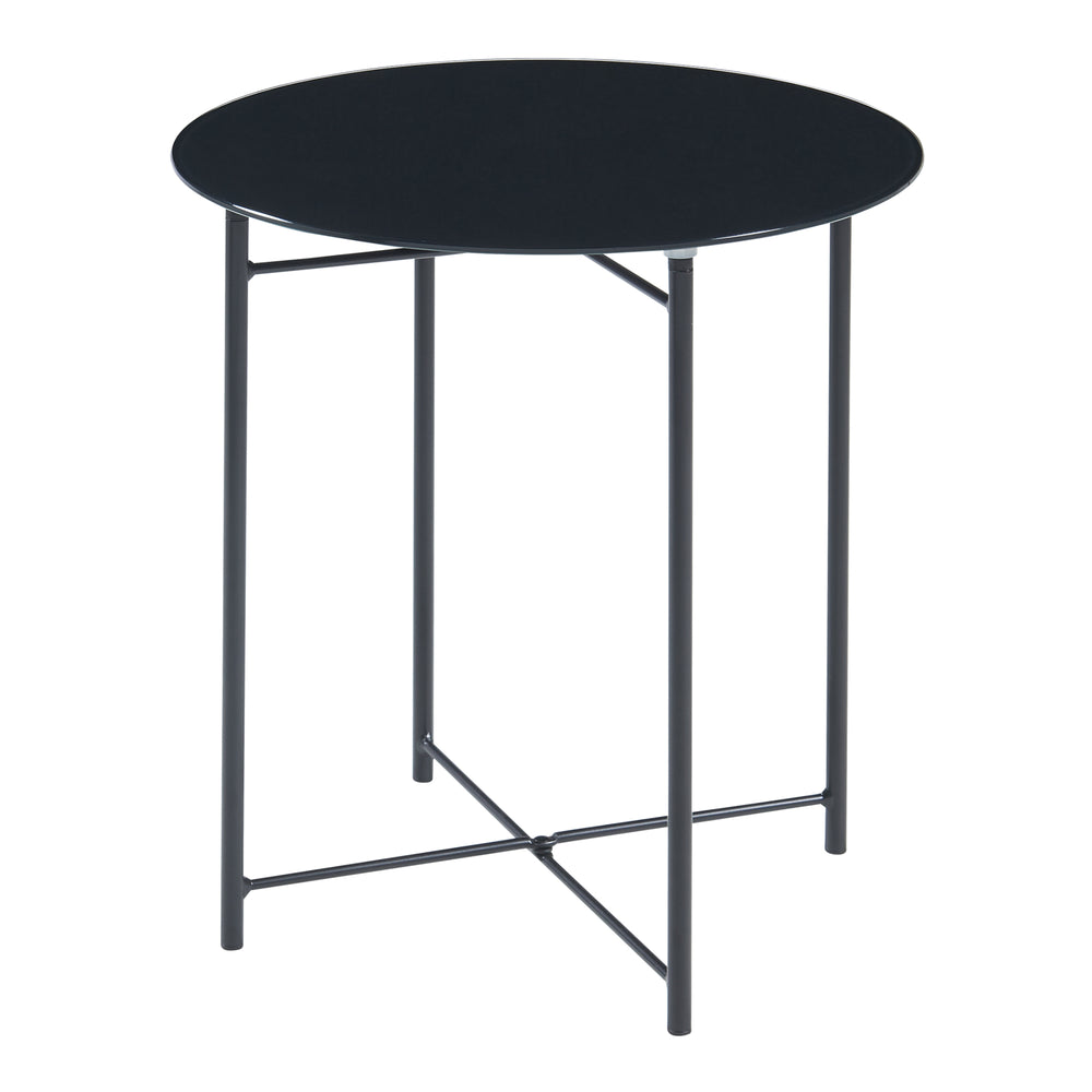 Beistelltisch Ödeshög mit Glasplatte 45xØ42cm Schwarz [en.casa] - premiumXL