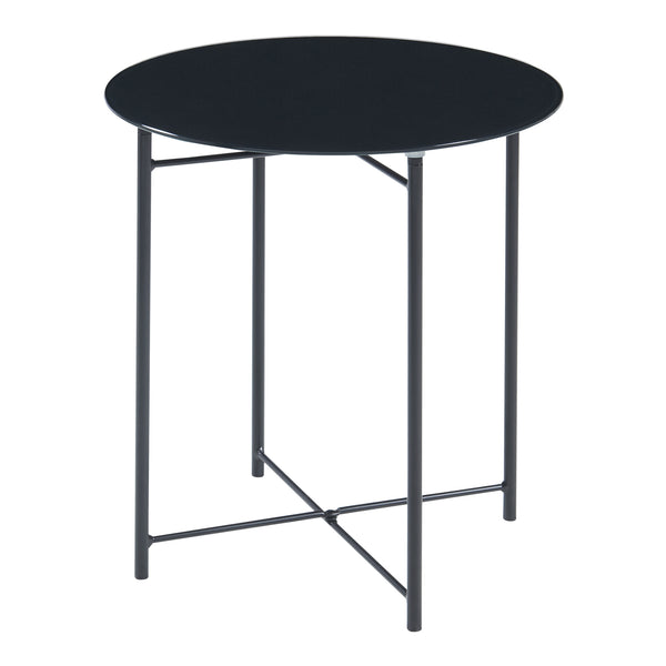 Odkládací stolek Ödeshög s skleněnou deskou 45xØ42cm Černý [en.casa]