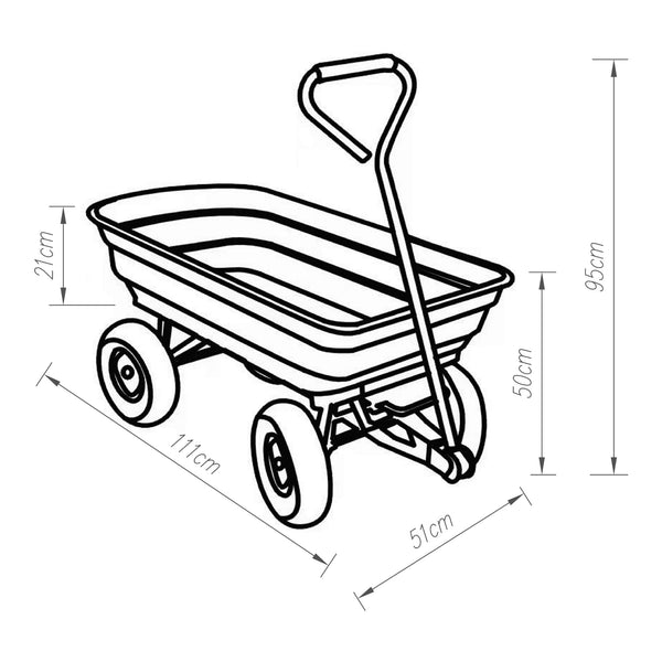 Bollerwagen Corfinio 111x51 cm max. 250kg Zelená/Černá [pro.tec]